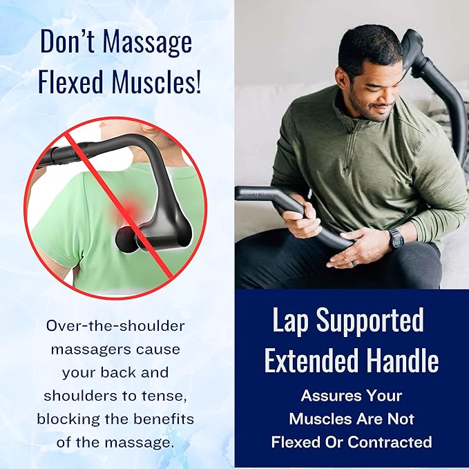 Professional Grade Massage Gun - Deep Tissue Back Massager with Heat and Cold Therapy Tip and Innovative Full-Body Extended Handle - Bloomnest