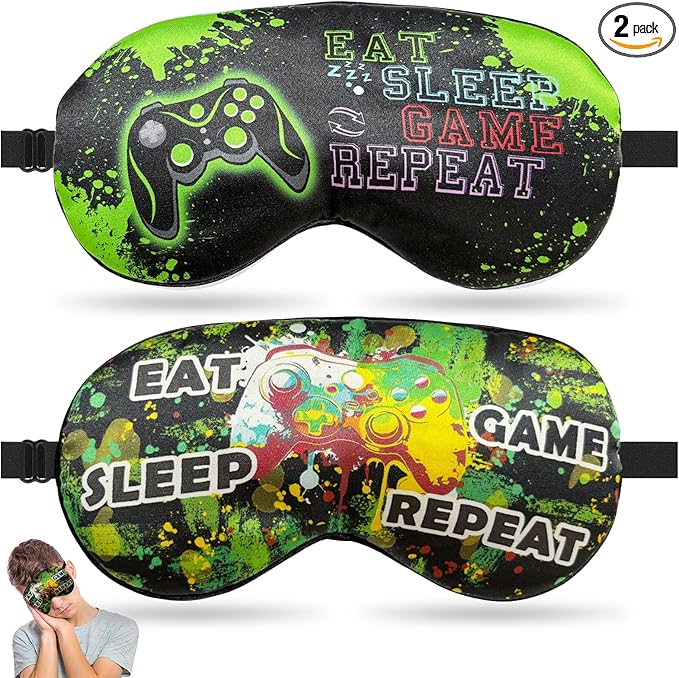 2 Pcs Sleep Eye Mask, Guys Blackout Sleeping Mask for Kids Adult Children's Travel Eye Mask Eye Cover Blindfold for Game (2 Pcs Game Mask - Style 4) - Bloomnest