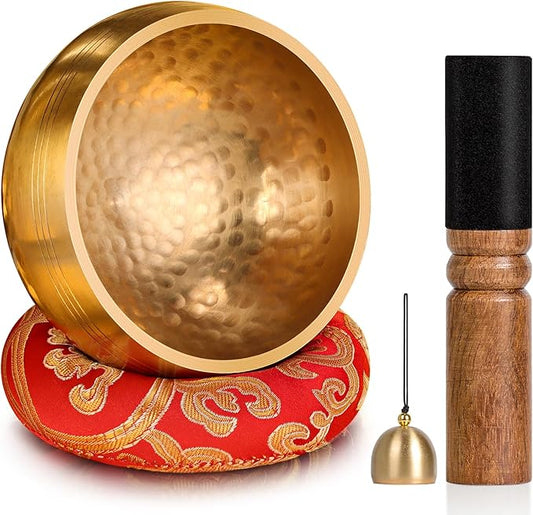 Tibetan Singing Bowls – Hand-Hammered in Nepal, Authentic Meditation Sound Bowls for Yoga, Chakra Healing, Mindfulness & Spiritual Self-Care Gifts for Women HIhealer