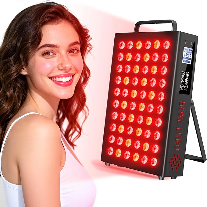 Red Light Therapy for Face and Body, Infrared Light Therapy with Timer & Remote Control, Quad Wave 660nm 850nm 630nm 940nm Near Infrared Light Therapy Panel Portable Dual Chip LED Device for Body BONLIBRO
