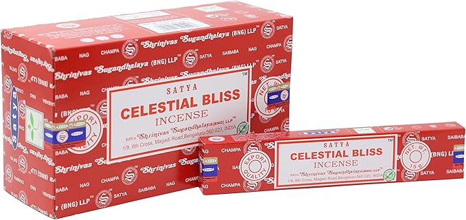 EARTH Satya Celestial Bliss Incense Sticks 15 GMS (Pack of 12) (Green Certified) Indian Perfumed Hand Rolled Agarbatti Perfect for Worship,Relaxation, Medication. Earth