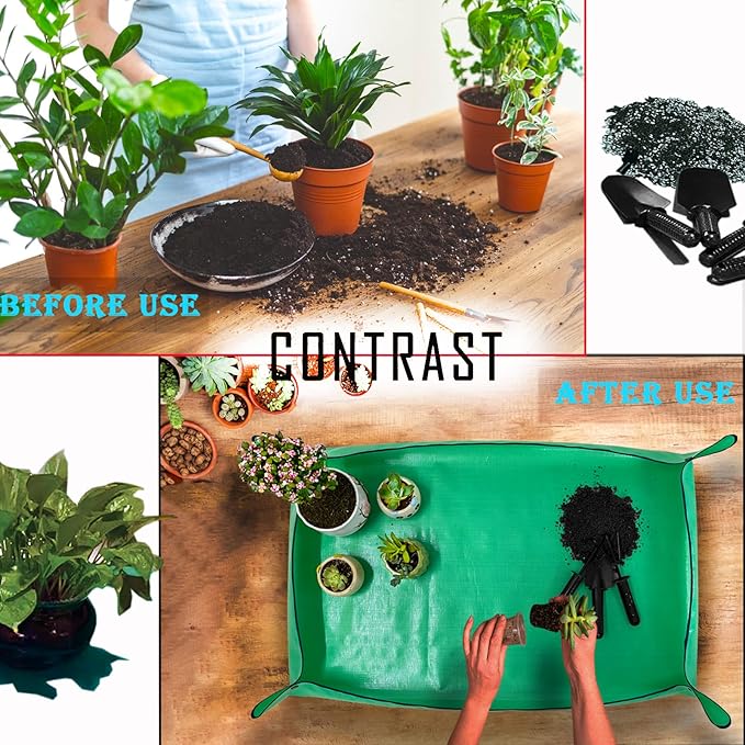 BIUWING Extra Large Plant Repotting Mat,Thickened Waterproof for Indoor Plant Transplanting and Mess Control,Foldable Succulent Portable Gardening Mat (43'*30',Green) - Bloomnest