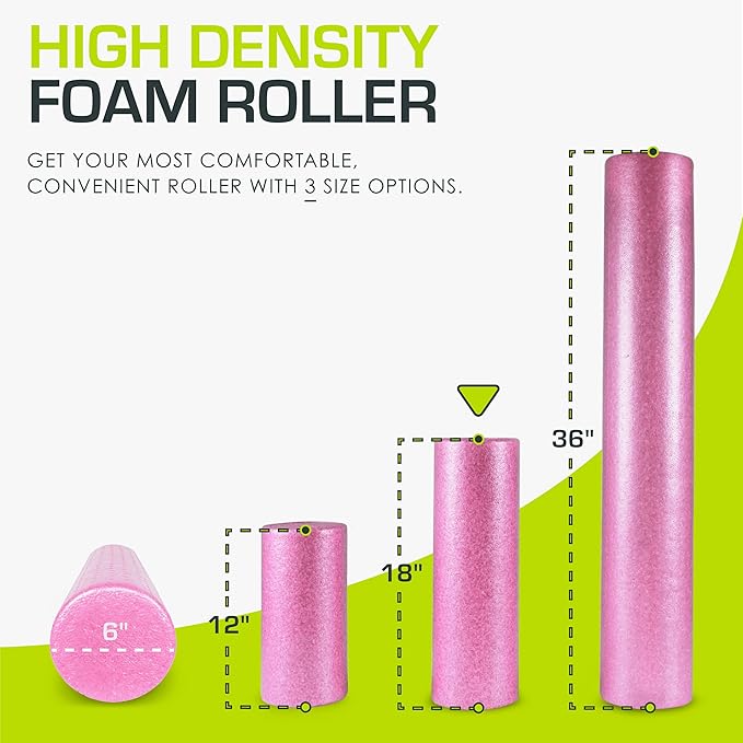 ProsourceFit High Density Foam Rollers 12 - inches Long, Firm Full Body Athletic Massage Tool for Back Stretching, Yoga, Pilates, Post Workout Muscle Recuperation, Black/Blue - Bloomnest