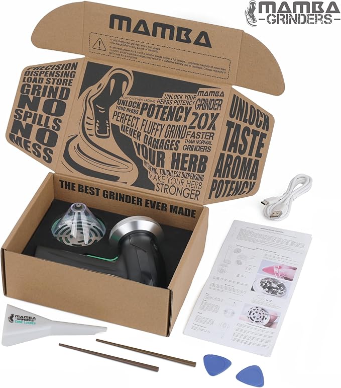 Mamba Monster 3.5g Electric Herb Grinder. Large Capacity Portable Metal Herbal Machine & Spice Mill for the Kitchen (Silver) - Bloomnest