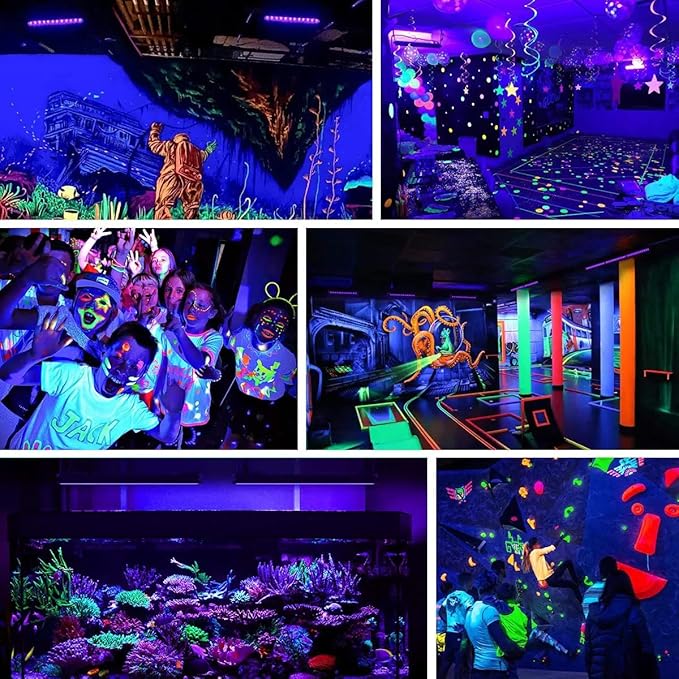 3 Pack 100W LED Black Lights, Blacklight Flood Light with Plug and Switch, 120V IP66 Waterproof Blacklight for Halloween Party, Glow in The Dark, Stage Light, Body Paint, Neon Glow - Bloomnest