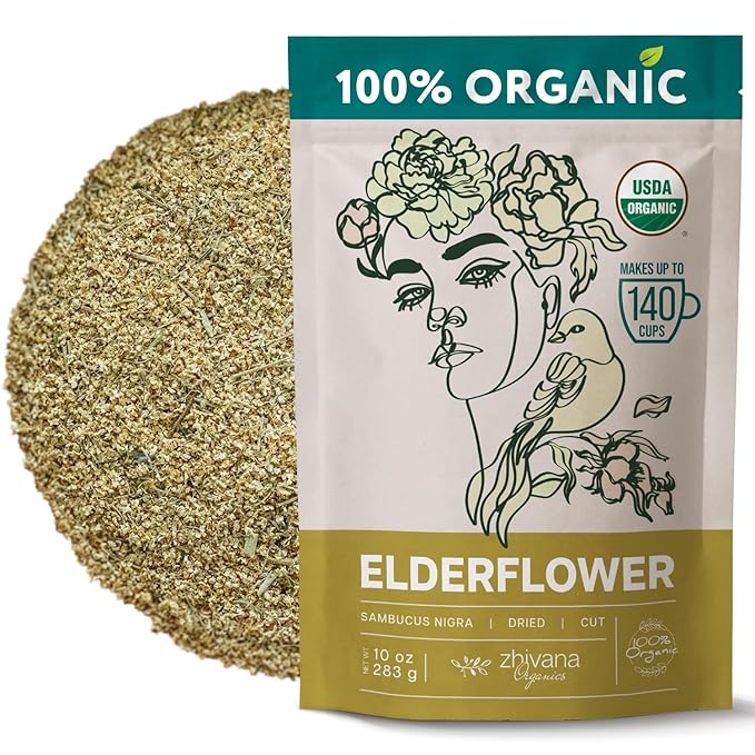 Elderflower Tea (10oz.) - Organic Dried Elderflowers - Elder Flowers Dried Herbs, Te de Sauco, Flor De Sauco Organico - Respiratory Tea - Great for Allergy - Bloomnest