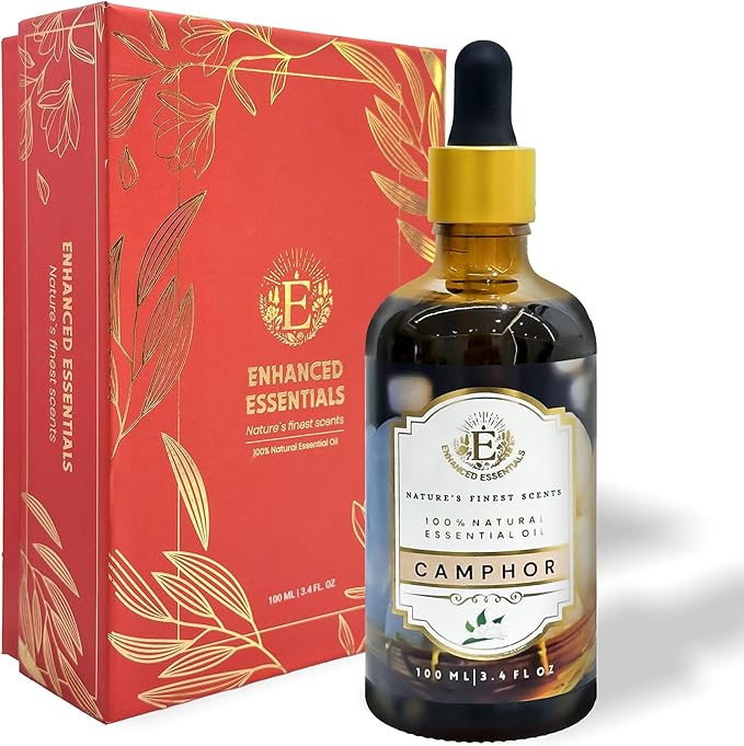 Luxurious Camphor Essential Oil by Enhanced Essentials| Slow Distilled & Pure| for Home Cleaning,Diffusers,Steamers,Aromatherapy,Bath,Massage,Soap & Candle Making| 3.38 fl oz (100 ml) - Bloomnest