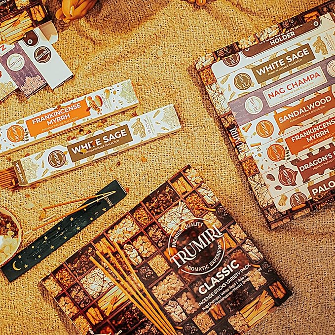 Classic Incense Sticks - Total 120 Insence-Sticks (20 Insense x 6 Inscents) - Inciensos Aromaticos Para La Casa Incents with Nag Champa Sage Palo Santo Frankincense Sandalwood Inscents-Sticks + Holder - Bloomnest