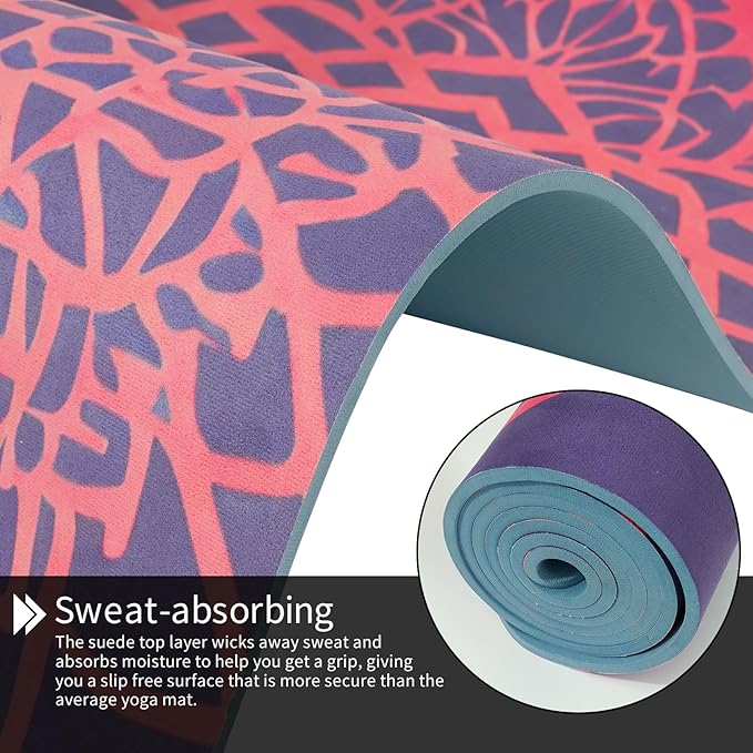 Yoga Mat Non-Slip Extra Thick 72"x32/24" Extra Wide Fitness Exercise Mat TPE Material High Elastic Hot Yoga Mat for Women Yoga Pilates Home Floor Workout (Cow Coffee)