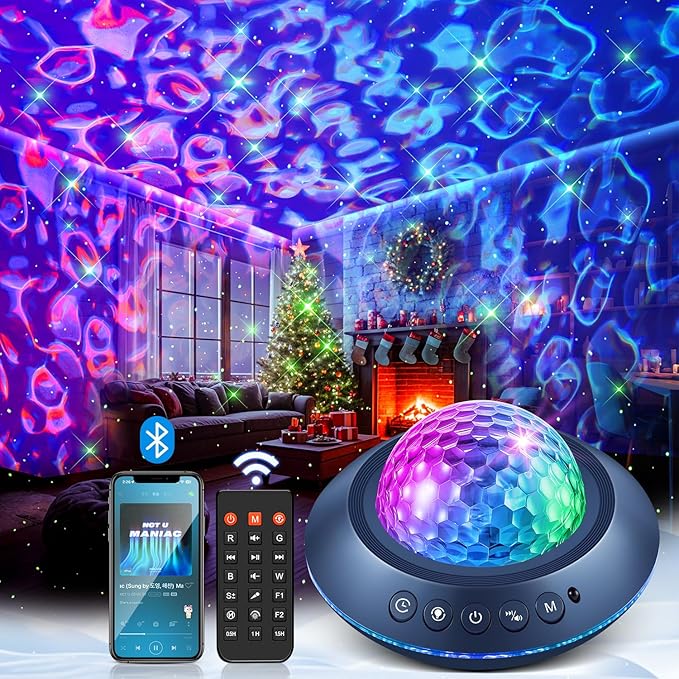 Mubarek Galaxy Projector for Bedroom, White Noises & Bluetooth Night Light Projector,360° Full Coverage Ceiling Projector Galaxy Light Projector,Remote Timer Night Sky Projector Ocean Light Projector - Bloomnest