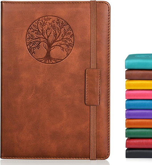 Lined Journal Notebook for Women Men,256 Pages A5 Hardcover Leather Journals for Writing,Travel,Business,Work & School,College Ruled Notebooks for Note Taking,Diary Notepad 5.7"×8.3"(Brown) - Bloomnest