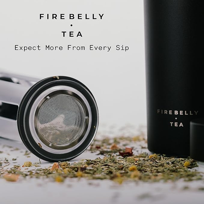 Firebelly Tea, Travel Tea Infuser Mug with Strainer, Insulated Tumbler for Loose Leaf Tea or Coffee, Leakproof Bottle for Hot or Iced Drinks, Stainless Steel Thermos with Lid, Blanc - Bloomnest