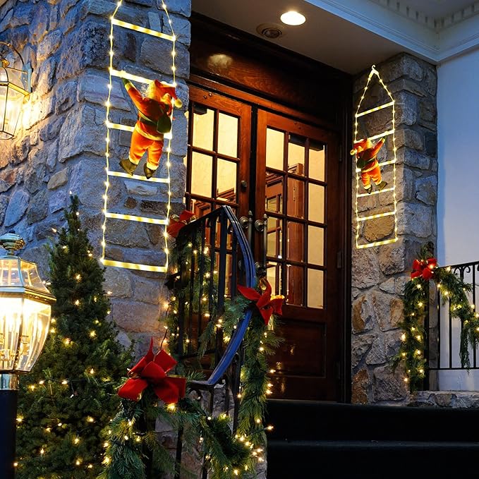 Toodour LED Christmas Light - 2.5FT Christmas Decorative Ladder Lights with Santa Claus, Xmas Decorations Light for Indoor Outdoor, Window, Garden, Home, Wall, Xmas Tree Decor - Warm White - Bloomnest