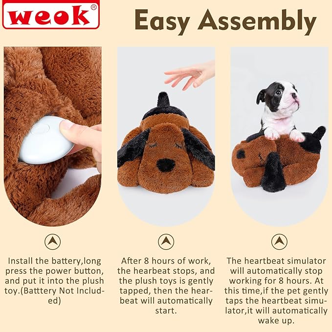 Heartbeat Puppy for Dogs, Helps for Anxiety Relief and Calming, Stuffed Animal Anxiety Calming Behavioral Puppy Heartbeat Toy Sleep aid for Cats Pets（for Small Breeds） - Bloomnest