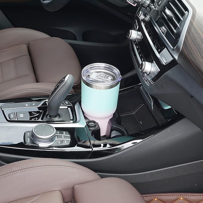 WETOWETO 30oz Tumbler, Stainless Steel Vacuum Insulated Water Coffee Tumbler Cup, Double Wall Powder Coated Spill-Proof Travel Mug Thermal Cup for Home Outdoor (Green-Pink Gradient, 1 Pack)