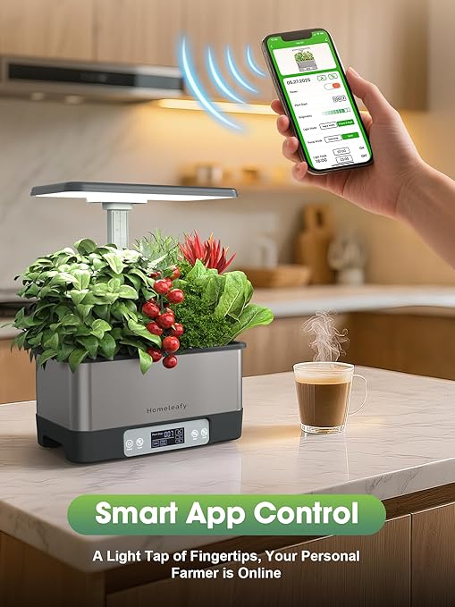 Hydroponics Growing System Kit, 8 Pods Smart Indoor Herb Garden with WiFi App Control, Seeds Pod Kit,LED Grow Light,Stainless Steel Herbs Planter for Lettuce,Basil,Gardening Gifts - Bloomnest