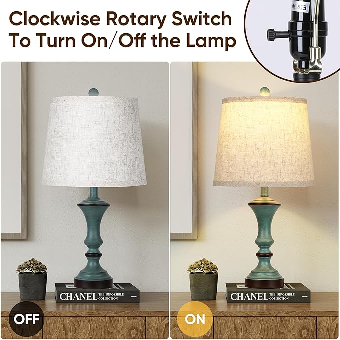 Retro Table Lamps Set of 2 Nightstand Lamp for Bedroom Vintage Rustic Table Lamps for Living Room Traditional Nightstand Bedside Lamps Bulb NOT Included - Bloomnest