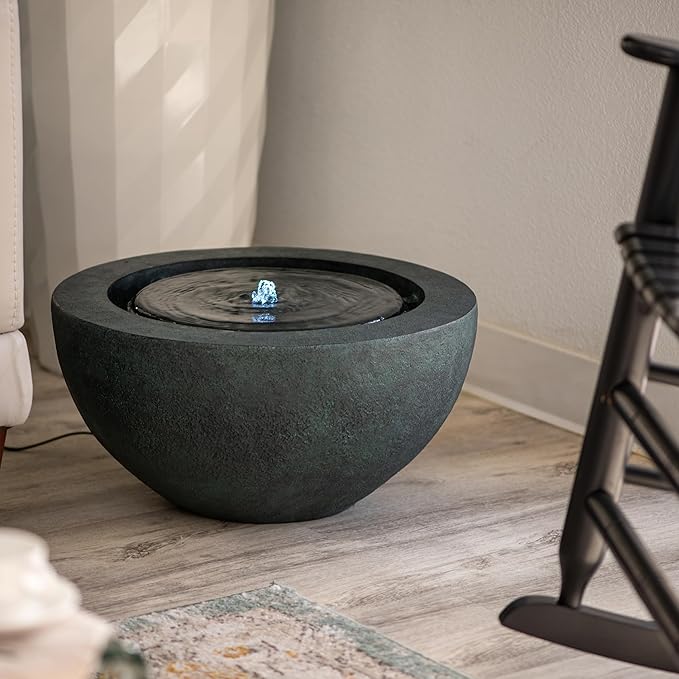 Xbrand 19.8" W Round Polyresin Indoor/Outdoor Sphere Water Fountain w/LED Light - Bloomnest