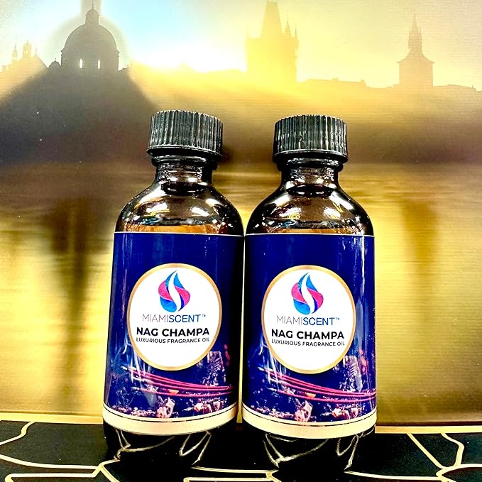Nag Champa Fragrance Oil | Luxurious Scented Oil for Burners, Warmers, Diffusers | 2 Amber Glass Bottles