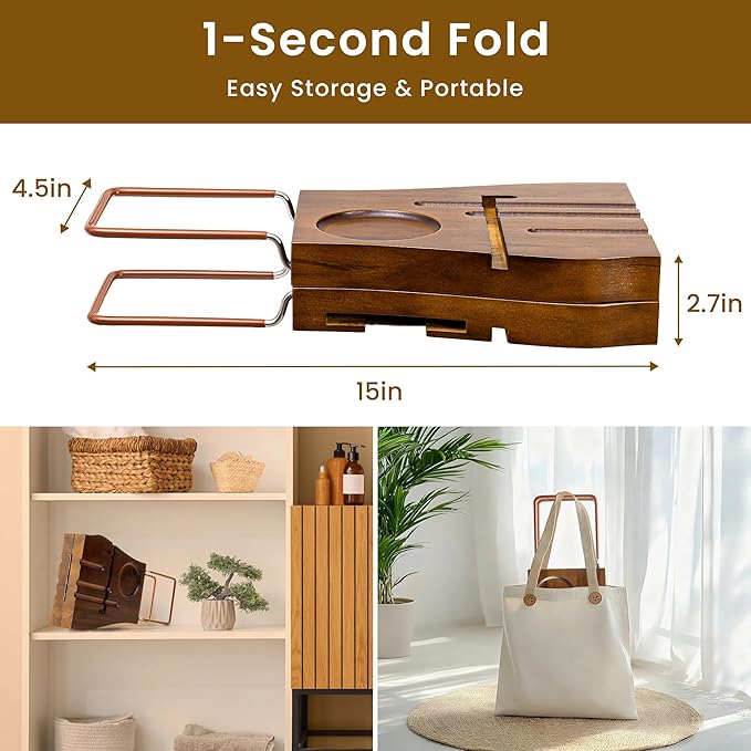 Teak Bathtub Tray Expandable Bathroom Tray for Home Spa Relaxation, Wooden Tray Caddy for Bathtub, Teak Bathtub Caddy as Unique Housewarming, Birthday, Wedding Shower Gifts. Light Walnut - Bloomnest