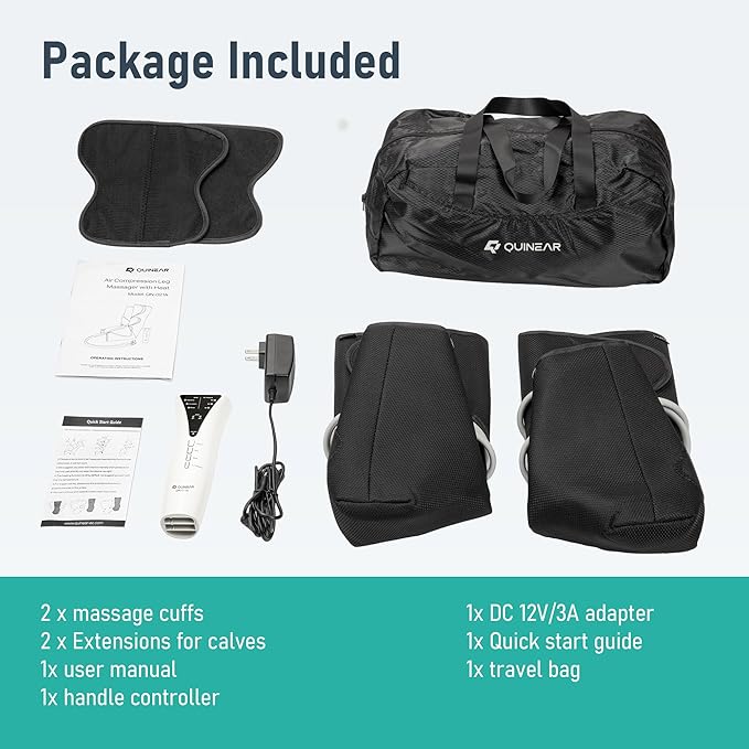 QUINEAR Leg Massager with Heat and Air Compression,Foot and Calf Massager for Circulation and Pain,Compression Boots with 3modes and 3 Intensities,Gift for Dad Mom - Bloomnest