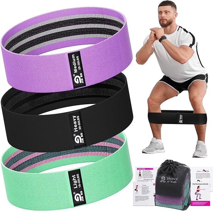 Fabric Resistance Bands Set – Booty Bands for Legs & Glutes, 3 Resistance Levels, Non-Slip Workout Bands for Women & Men, Ideal for Yoga, Pilates, Fitness, and Home Workouts - Bloomnest