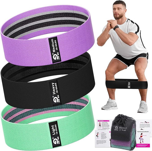 Fabric Resistance Bands Set – Booty Bands for Legs & Glutes, 3 Resistance Levels, Non-Slip Workout Bands for Women & Men, Ideal for Yoga, Pilates, Fitness, and Home Workouts - Bloomnest