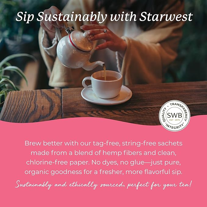 Starwest Botanicals Organic Peppermint Leaf Tea - Caffeine Free Herbal Tea, Supports Digestion, USDA Organic Peppermint Leaf, String Free Sachets, Non GMO - 20 Tea Bags - Bloomnest