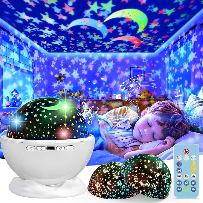 Night Light Projector, Night Light for Kids, Star Projector, 54 Light Color 360 Degree Rotation Kids Night light, Rechargeable Lamp for Bedroom, Light Projector Birthday Christmas Gifts for Boys Girls - Bloomnest