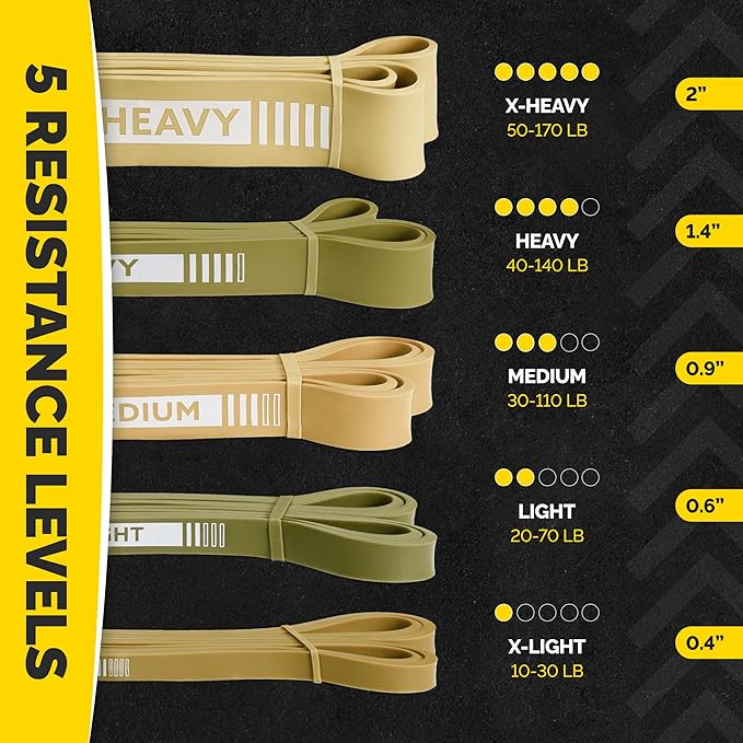 Long Resistance Bands for Working Out Men and Women - Set of 5 Pull-Up Bands, Rubber Handles and Door Anchor - Workout Bands Resistance for Men - Exercise Bands Resistance Bands Set - Bloomnest