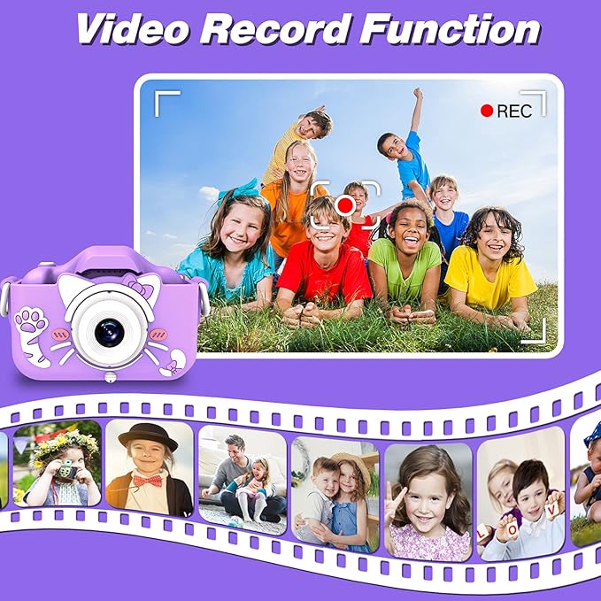 Goopow Kids Camera Toys for 3-8 Year Old Girls Boys,Children Digital Video Camcorder Camera with Cartoon Soft Cover, Best Chritmas Birthday Festival Gift for Kids - 32G SD Card Included - Bloomnest