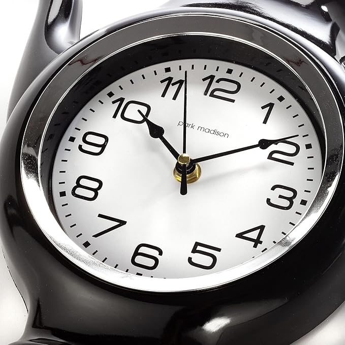 Park Madison Teapot 11 Inch Quality Quartz Battery Operated 3-D Easy to Read Home/Office/Kitchen/Classroom/School Clock Classic Mo Black 11.25inch 13781 0 - Bloomnest