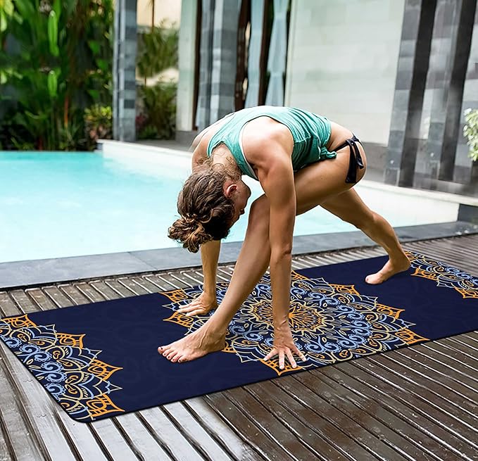 nuveti Yoga Mat Print Extra Thick TPE Non Slip Fitness Exercise Mat with Carrying Bag,72"x24" Extra Thick 6MM Exercise & Workout Mat for Yoga, Pilates Fitness and Floor Exercises - Bloomnest