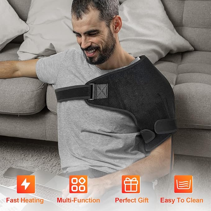 UTK Shoulder Heating Pads for Rotator Cuff Pain, Far Infrared Heating Pad for Shoulder, Shoulder Wrap with Natural Jade & Auto Shut Off & Smart Controller, Larger Size Shoulder Straps Gifts for Men - Bloomnest
