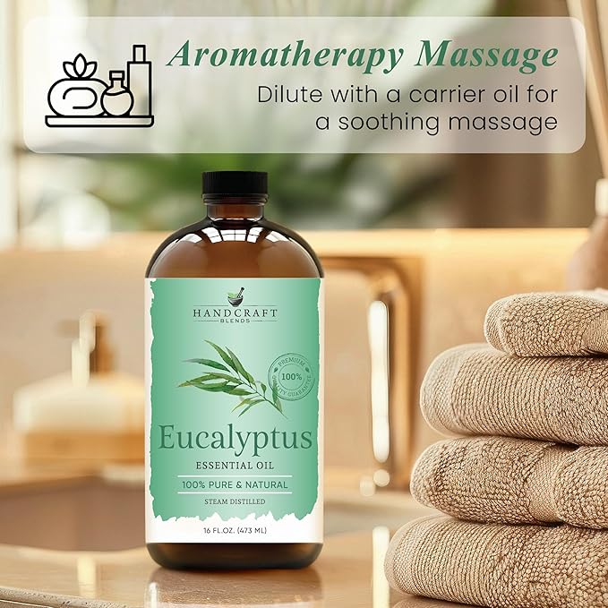 Handcraft Blends Eucalyptus Essential Oil in Glass Bottle – Huge 16 Fl Oz – 100% Pure and Natural – Premium Grade Oil for Diffuser and Aromatherapy, Skin, Massage, Candle and Soap Making Fragrance - Bloomnest