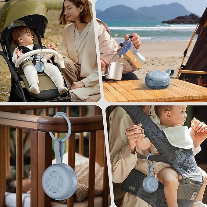 Portable Sound Machine for Baby | White Noise | 12 Soothing Sounds | Noise Canceling for Travel, Office, Nursery | Baby Shower | Registry Gift | Sleep Soother for Babies Kids Adults | Slate - Bloomnest