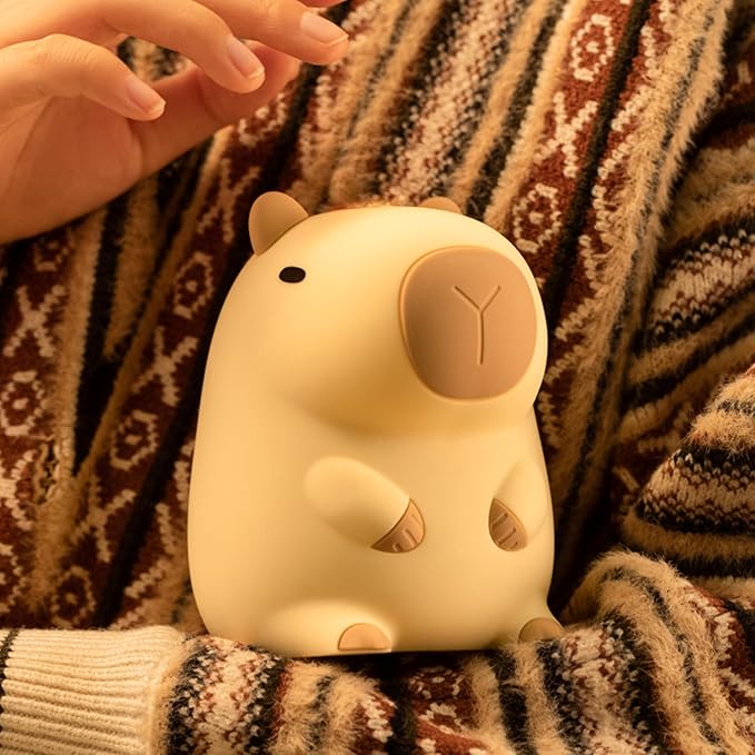 UNEEDE Cute Capybara Night Light, Novelty Animal Silicone Nursery Night Light Rechargeable Table Bedside Lamp with Touch Sensor for Bedroom Living Room Squishy Capybara Stuff Boys Girls Gifts - Bloomnest