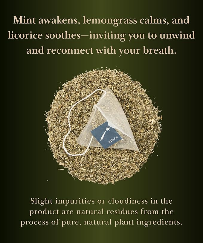EZR Leaf Mint Herbal Tea, Caffeine Free Decaf, Pyramid Tea Bags 20 Counts 2.1 Once German Peppermint, Lemongrass, Licorice Blend for Relaxation, After-Meal, Bedtime - Bloomnest