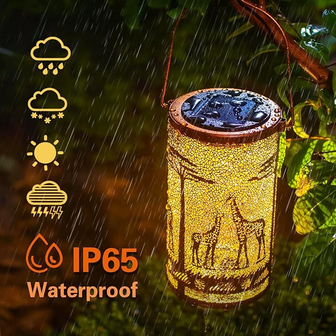 Giraffe Solar Lanterns Outdoor Waterproof Hanging Solar Lights Giraffe Gifts for Women Men Metal Decorative LED Giraffe Lanterns for Garden Decor,Yard,Patio,Lawn,Tabletop,Pathway,Landscape - Bloomnest