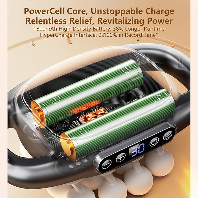 8-Head Massage Gun Set with 30 Levels & 3 Modes, Massage Gun Deep Tissue Neck Massager with 8 Heads, for Deep Tissue, Back, Shoulders, Legs, Pain Relief - Bloomnest