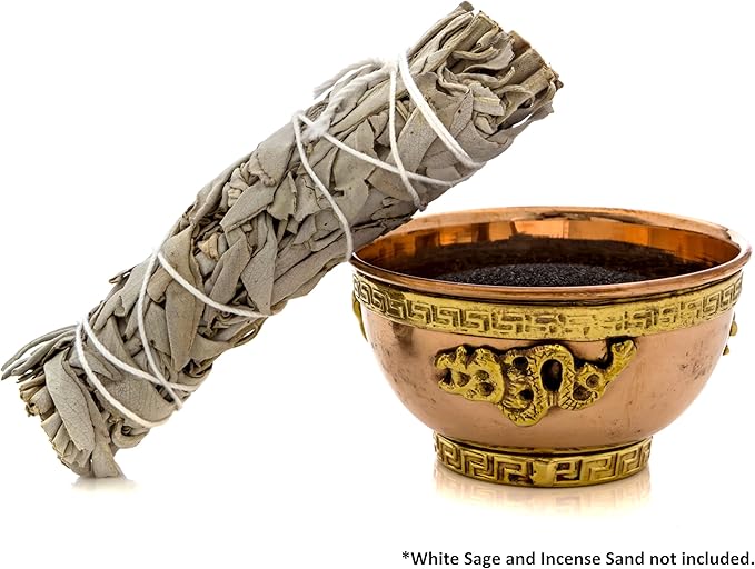 Alternative Imagination Dragon Copper Bowl - Offering Bowl For Altar Use, Ritual Offerings, Witchy Home Decor - Incense Holder for Incense Cones, White Sage, Palo Santo Sticks - 3 Inches Wide - Bloomnest