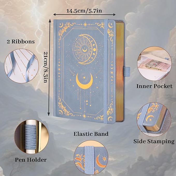 TIEFOSSI Dot Journal, 160gsm 190 Numbered Pages, Diary for Work & Sketching, A5 Hardcover Leather Journal for Writing Women Men - Bloomnest