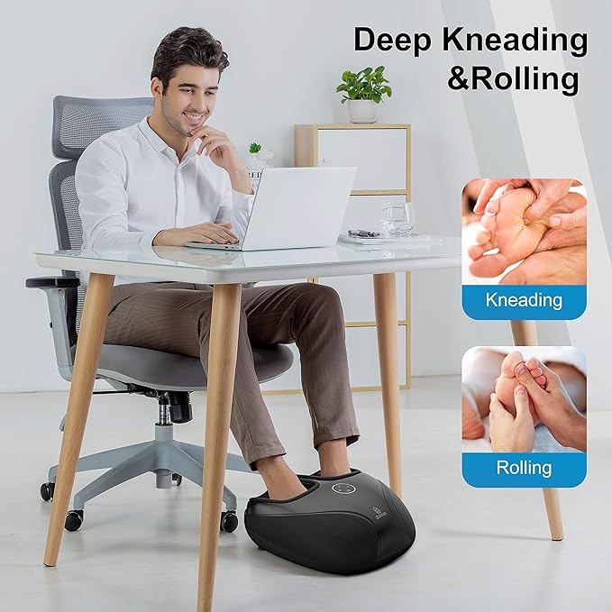 Shiatsu Foot Massager with Heat,Compression Kneading Rolling Feet Massager for Plantar Fasciitis,Neuropathy Massage for Foot Pain Relax at Home,Office, Gifts for Dad, Mom, Presents - Bloomnest