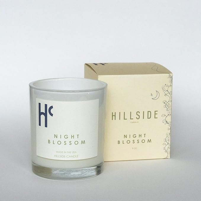 Night Blossom Single Wick Soy Candles, Luxury Scented Candles for Home - Up to 60 Hour Burn Time, Cruelty-Free Soy Wax Blend - Jasmine Fragrance, Notes of Apple & Musk (9 oz) - Bloomnest