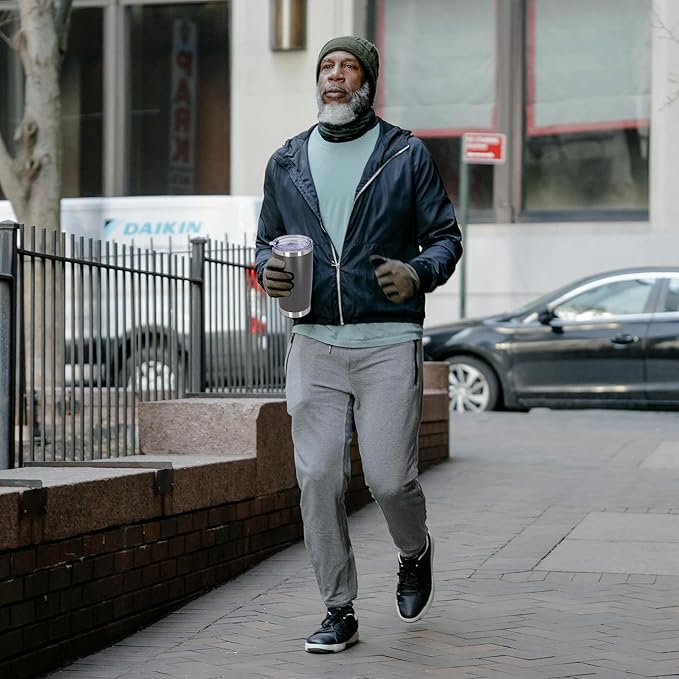 20 oz Tumbler Coffee Travel Tumblers Bulk with Lid Stainless Steel Double Wall Vacuum Insulated Mug Powder Coated Cups fit Car Cupholder for Hot and Cold - Grey, 4Pack