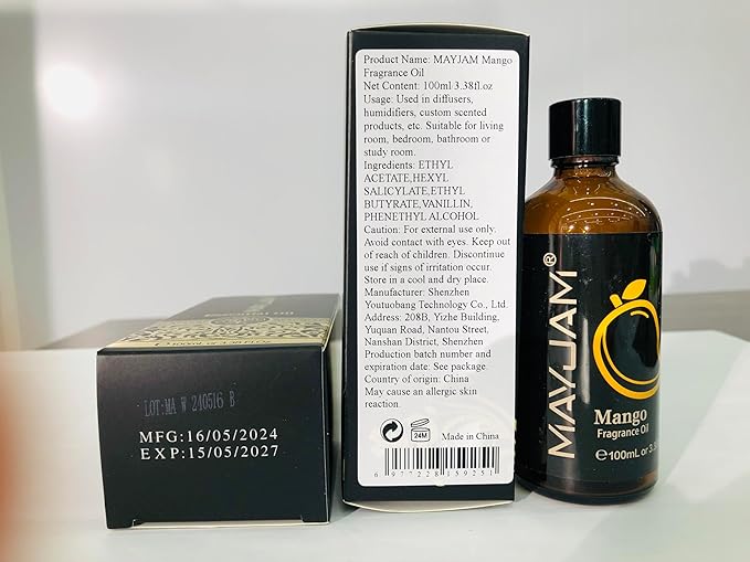 MAYJAM 100ML/3.38FL.OZ Mango Fragrance Oils with Glass Dropper, Essential Oils for Diffusers for Home, Long Lasting Scented Oils for Diffusers Soap Candle Making - Bloomnest