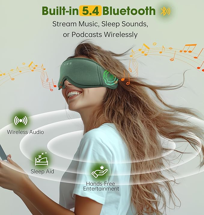 BambooCotton 3D Bluetooth Sleep Mask, LC-dolida 2025 New Sleep Headphones, Wireless Comfort, Sustainable Luxury for Better Sleep - Bloomnest