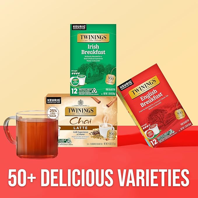 Twinings Irish Breakfast Black Tea 72 K-Cup Pods for Keurig, 12 Count (Pack of 6), Robust, Strong, Bold Flavour, Caffeinated, Enjoy Hot or Iced - Bloomnest