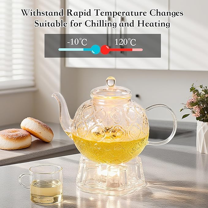 Glass Teapot with Removable Infuser-1500ml Clear GlassTea Pot for Stovetop, Borosilicate Microwave Safe Glass Tea Kettle and Tea Maker for Blooming & loose Tea - Bloomnest