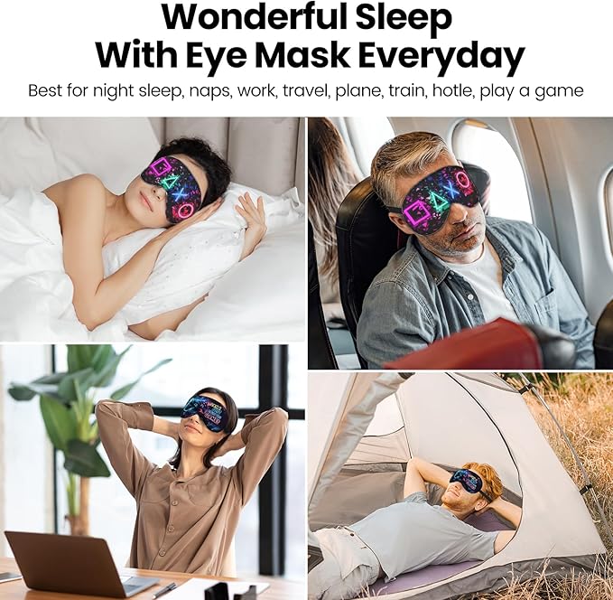 2 Pcs Boys Sleep Eye Mask, Guys Blackout Sleeping Silk Mask for Kids Adult Children's Travel Eye Cover Blindfold for Game - Bloomnest